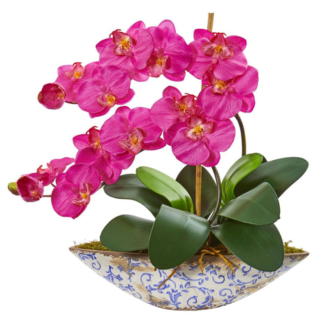 Silk Phalaenopsis Orchid Artificial Arrangement in Vase by Nearly Natural