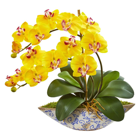 Silk Phalaenopsis Orchid Artificial Arrangement in Vase by Nearly Natural