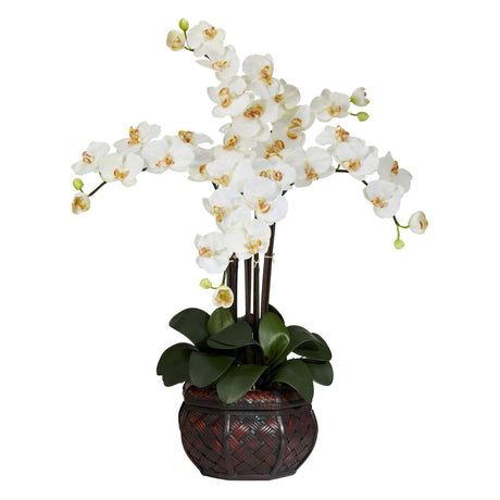 Phalaenopsis w/Decorative Vase Silk Flower Arrangement by Nearly Natural