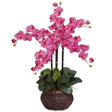 Phalaenopsis w/Decorative Vase Silk Flower Arrangement by Nearly Natural