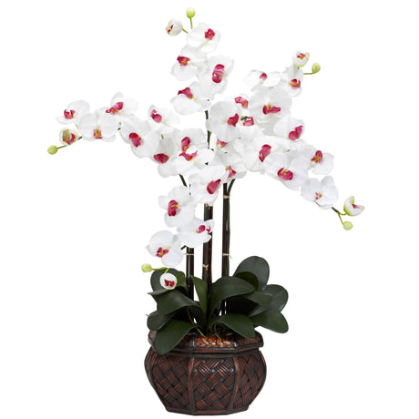 Phalaenopsis w/Decorative Vase Silk Flower Arrangement by Nearly Natural