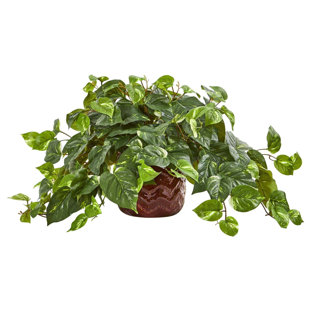 Pothos Artificial Plant in Design Red Vase by Nearly Natural