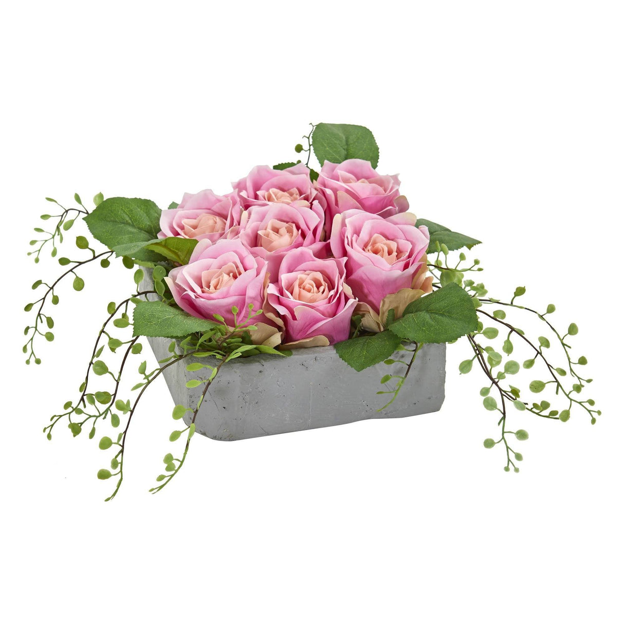 Rose Artificial Arrangement in Square Ceramic Vase by Nearly Natural