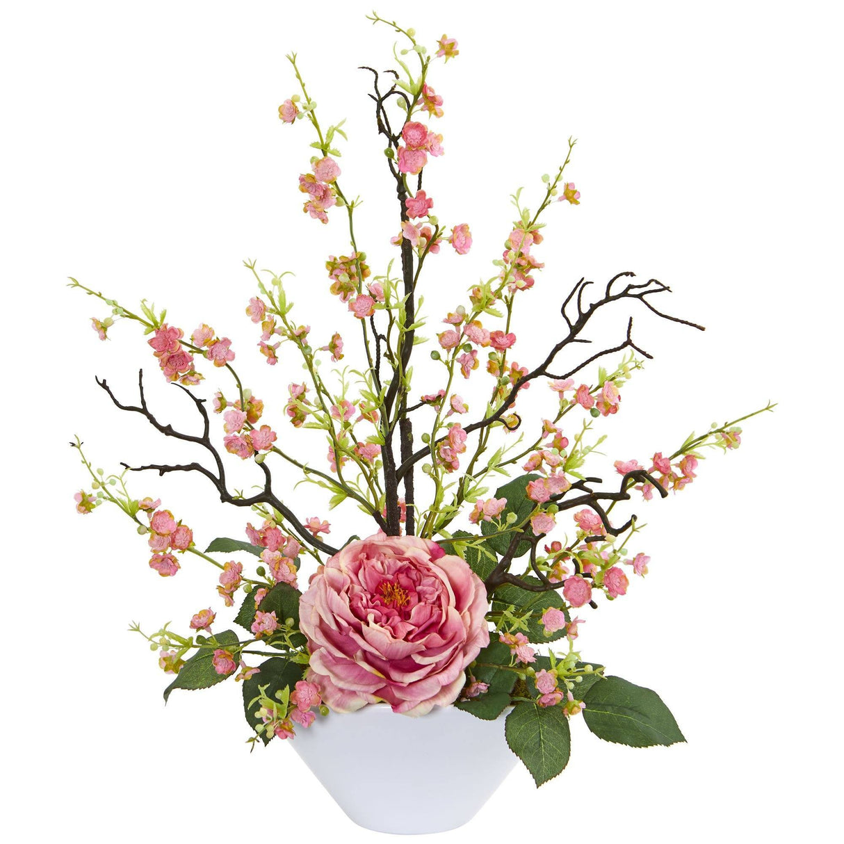 Rose & Cherry Blossom Artificial Arrangement by Nearly Natural