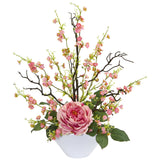 Rose & Cherry Blossom Artificial Arrangement by Nearly Natural