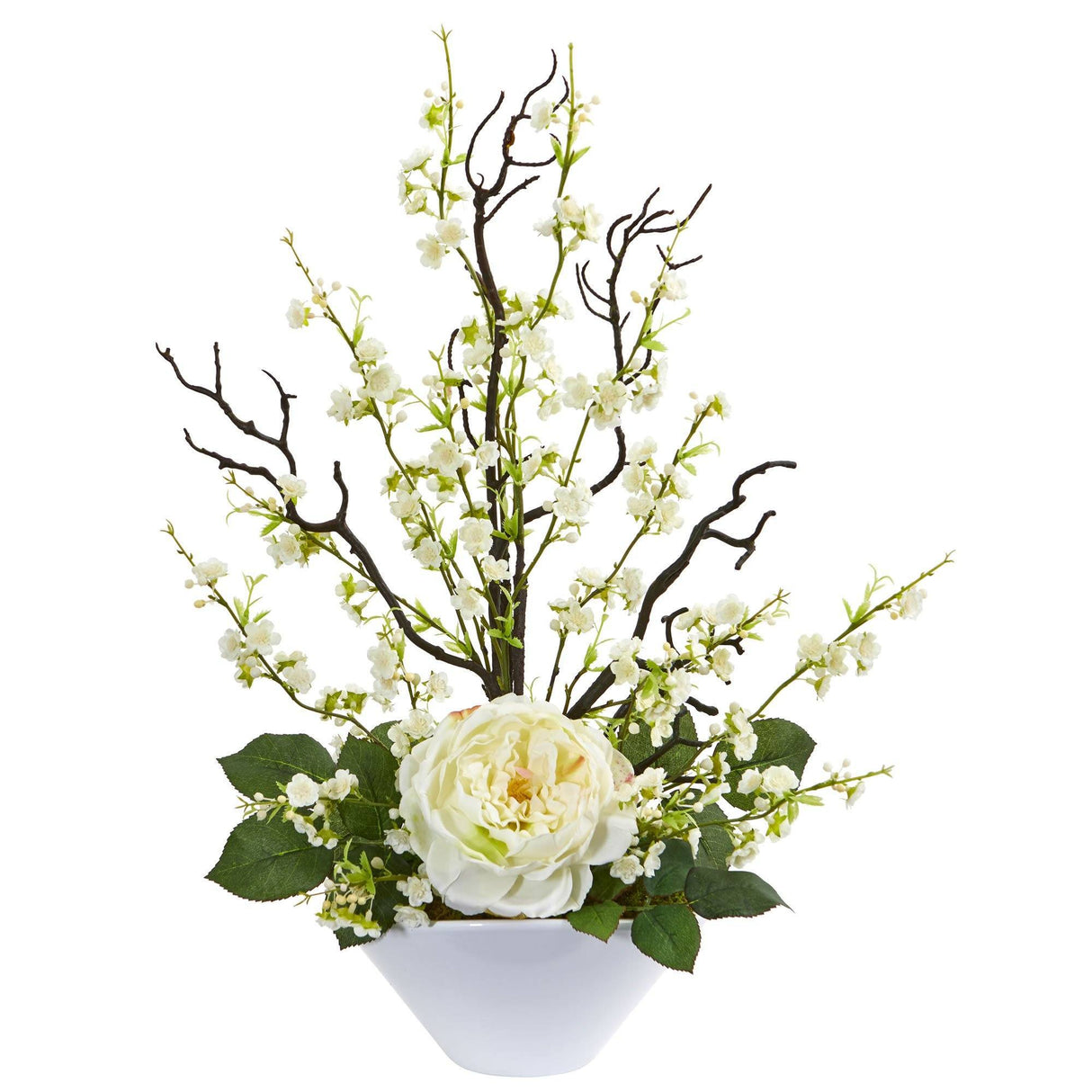 Rose & Cherry Blossom Artificial Arrangement by Nearly Natural