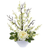 Rose & Cherry Blossom Artificial Arrangement by Nearly Natural