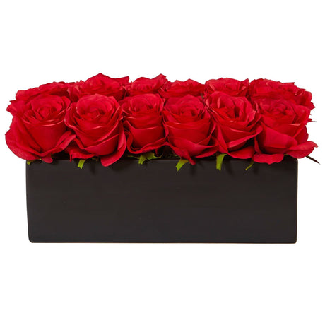 Roses in Rectangular Planter by Nearly Natural