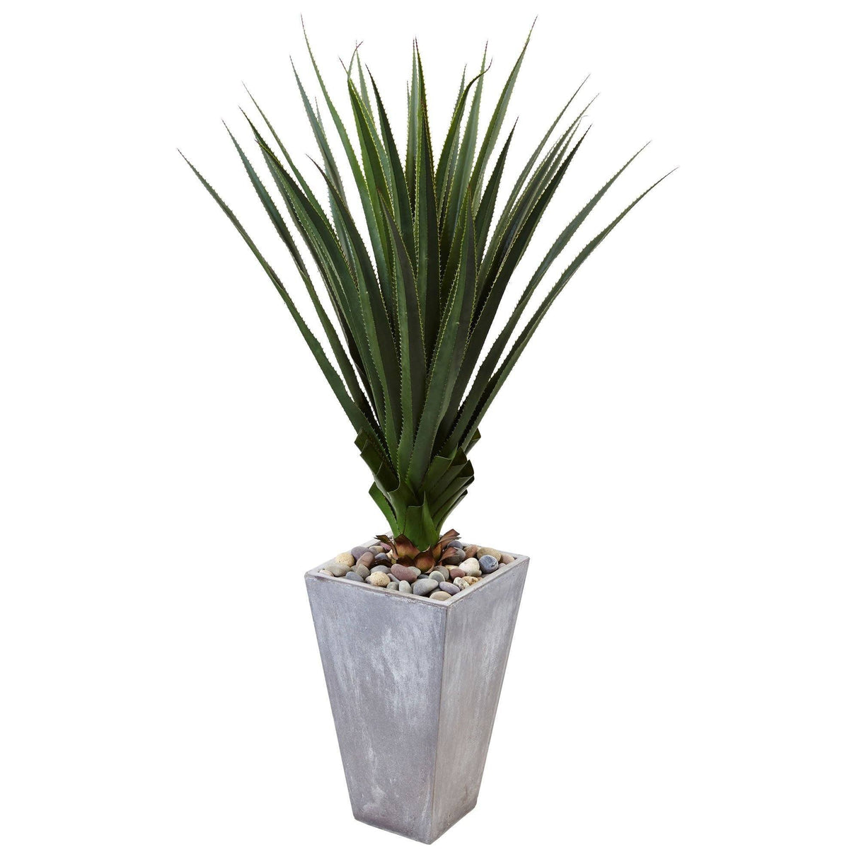 Spiked Agave in Cement Planter (Indoor/Outdoor) by Nearly Natural