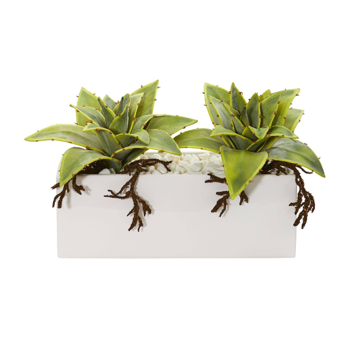 Succulent Artificial Plant in White Ceramic Vase by Nearly Natural