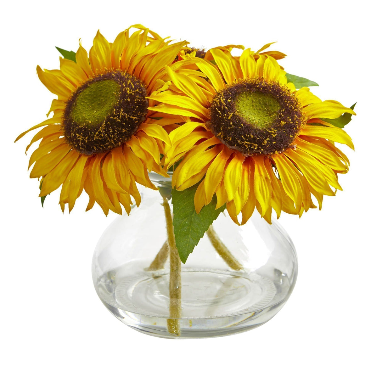 Sunflower Artificial Arrangement in Glass Vase by Nearly Natural