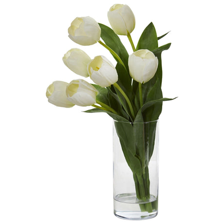 Tulip Artificial Arrangement in Cylinder Vase by Nearly Natural