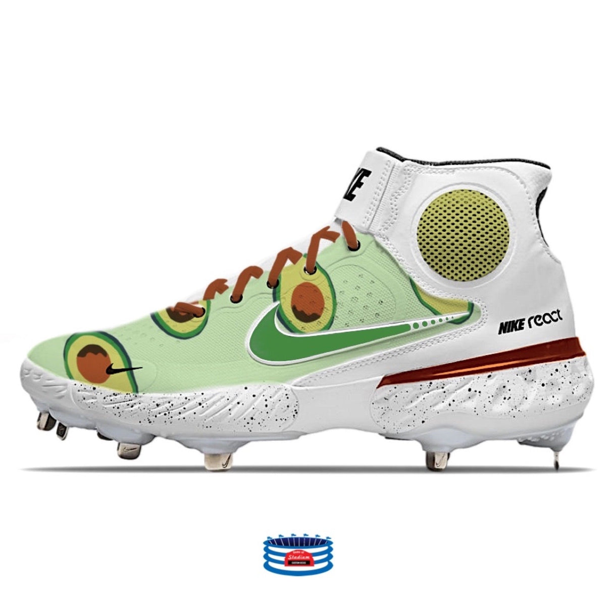 "Avocado" Nike Alpha Huarache Elite 3 Mid Cleats by Stadium Custom Kicks