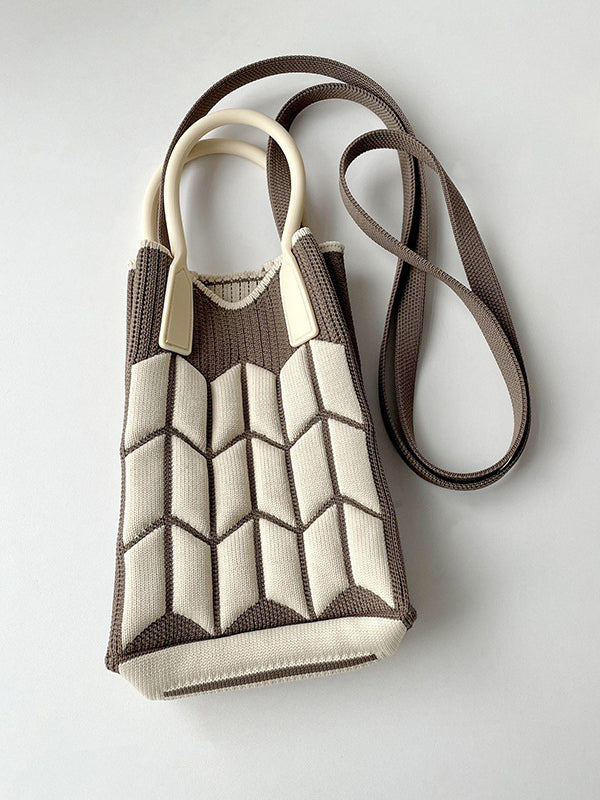 Original Contrast Color Geometric Knitting Bags Accessories by migunica