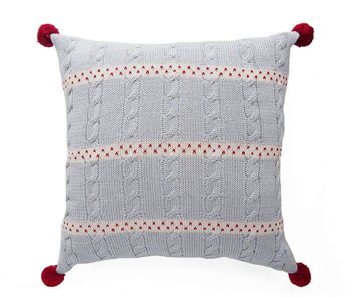 Grey Cable Knit 14" Pillow by Melange Collection