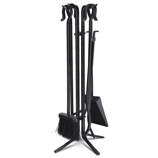 5 Pieces Fireplace Iron Standing Tools Set