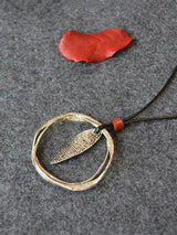 Leaf Double Circle Fresh Necklace by migunica