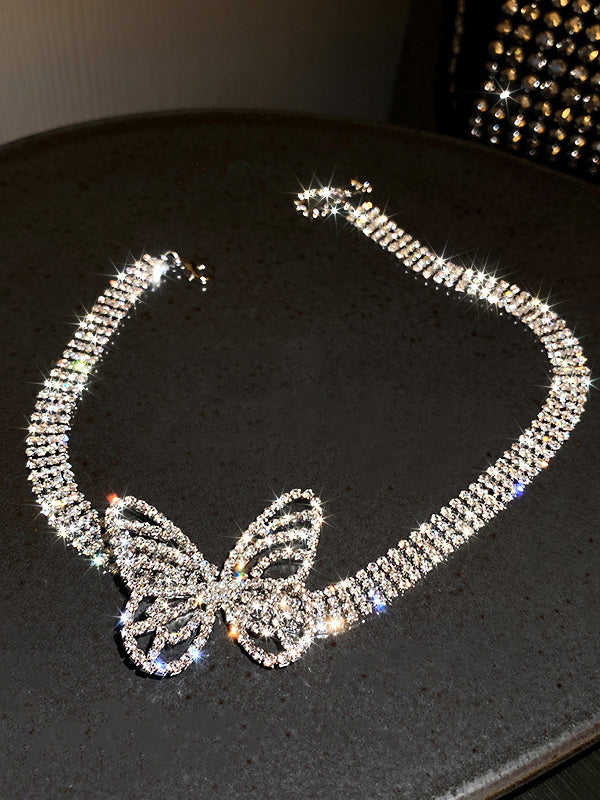 Statement Rhinestone Butterfly Necklaces by migunica