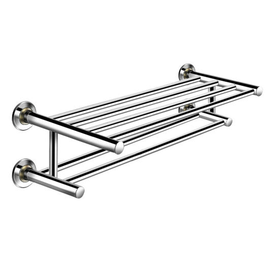 24 Inch Wall Mounted Stainless Steel Towel Storage Rack with 2 Storage Tier