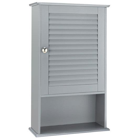 Bathroom Wall Mount Storage Cabinet Single Door with Height Adjustable Shelf-Gray