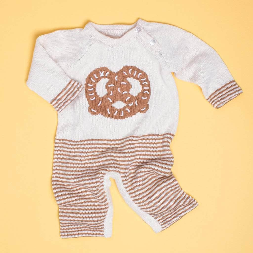 Organic Baby Romper, Long Knit - Pretzel by Estella