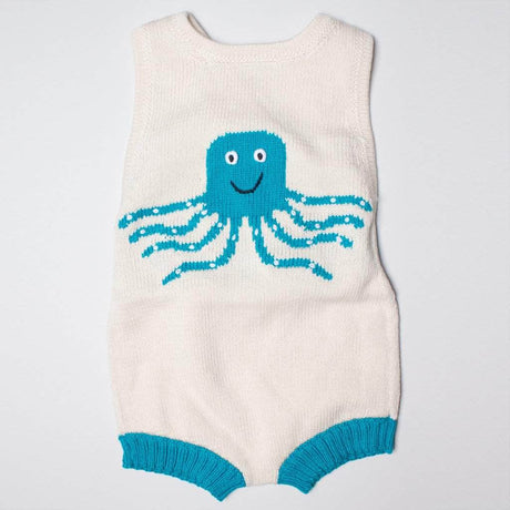 Organic Baby Romper, Sleeveless Knit - Octopus by Estella