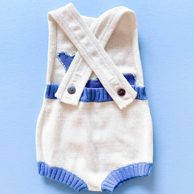 Organic Baby Romper, Sleeveless Knit - Whale by Estella