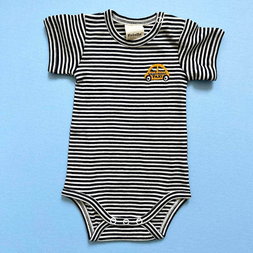 Taxi Embroidery Organic Cotton Baby Bodysuit by Estella