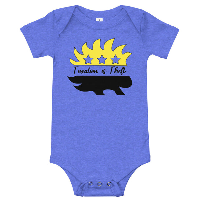 Taxation is Theft Porcupine Baby short sleeve one piece by Proud Libertarian