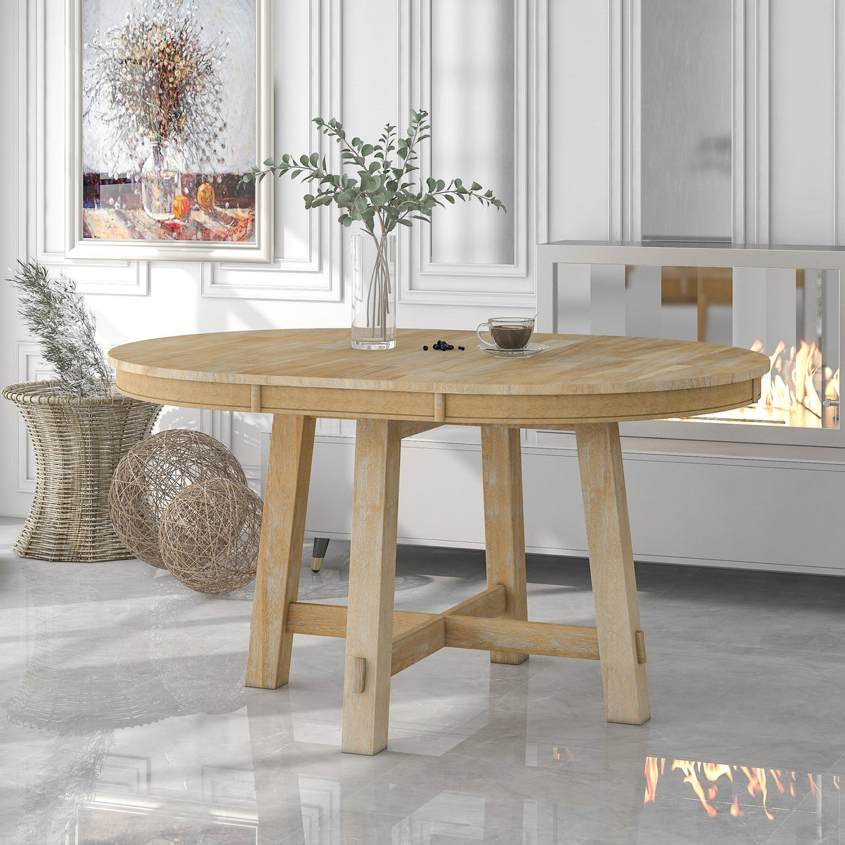 Farmhouse Round Extendable Dining Table by Blak Hom