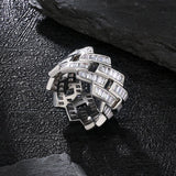 Baguette Cut Iced Out CZ Diamond Ring in White Gold by Bling Proud | Urban Jewelry Online Store