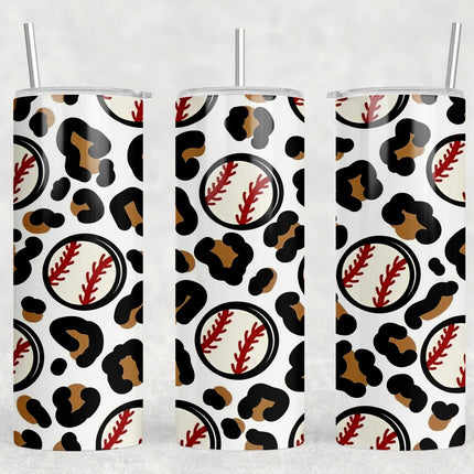 Baseball Leopard Print|Skinny Tumbler|Optional Bluetooth Speaker| Speaker Color Varies by Rowdy Ridge Co