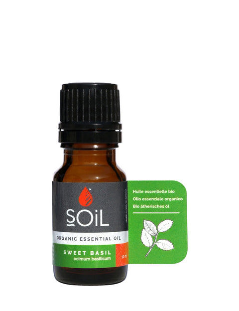 Organic Basil Essential Oil (Ocimum Basilicum) 10ml by SOiL Organic Aromatherapy and Skincare