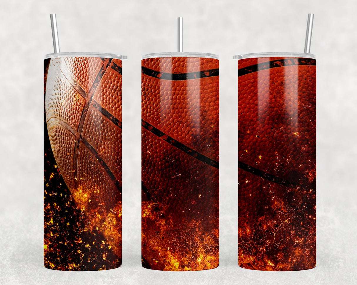 Basketball|Skinny Tumbler|Optional Bluetooth Speaker| Speaker Color Varies by Rowdy Ridge Co