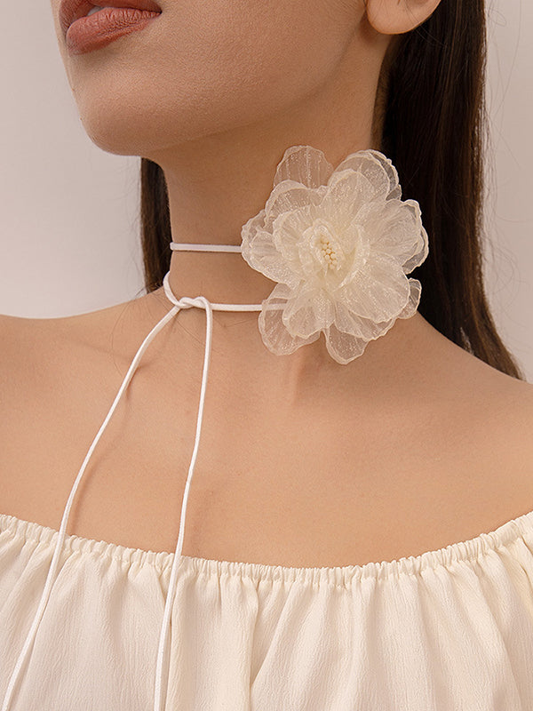 Flower Shape Gauze Dainty Necklace Necklaces Accessories by migunica