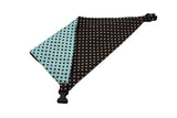 Brown and Blue Polka Dots Reversible Dog Bandana by Uptown Pups