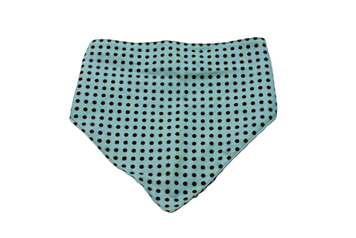 Brown and Blue Polka Dots Reversible Dog Bandana by Uptown Pups