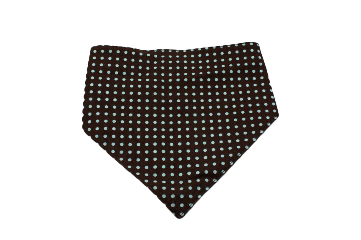 Brown and Blue Polka Dots Reversible Dog Bandana by Uptown Pups