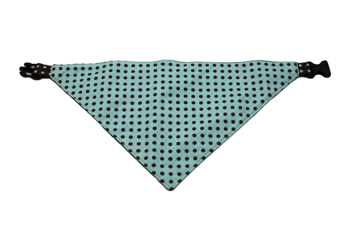 Brown and Blue Polka Dots Reversible Dog Bandana by Uptown Pups