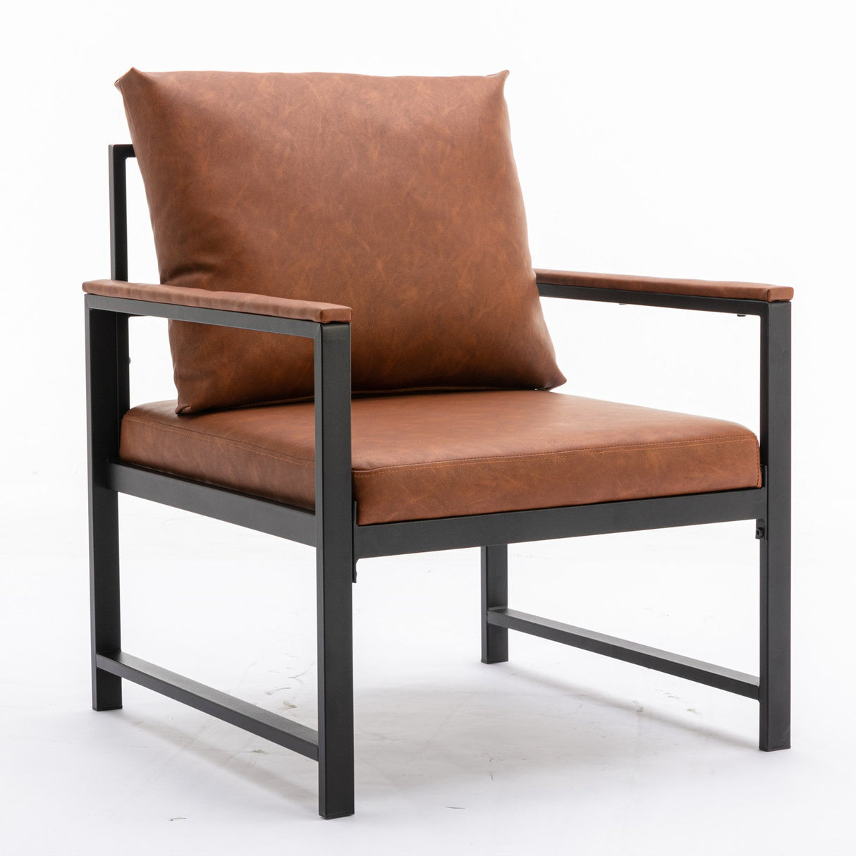 Modern Faux Leather Accent Chair with Metal Frame by Blak Hom