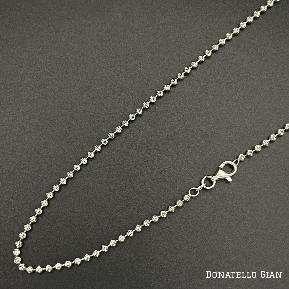 Sterling Silver 925 Bead Ball Chain 2MM, 16"-24", Diamond Cut Bead Ball Chain Necklace, Italian Made Sterling Silver 925 Unisex Chain by Donatello Gian