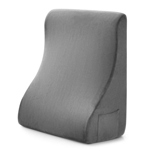 Bed Wedge Pillow with Tablet Pillow Stand and Side Pockets-Gray