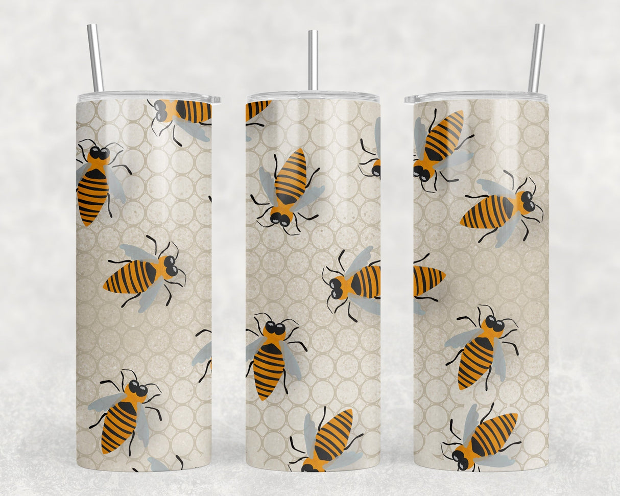 Bees|Skinny Tumbler|Optional Bluetooth Speaker| Speaker Color Varies by Rowdy Ridge Co