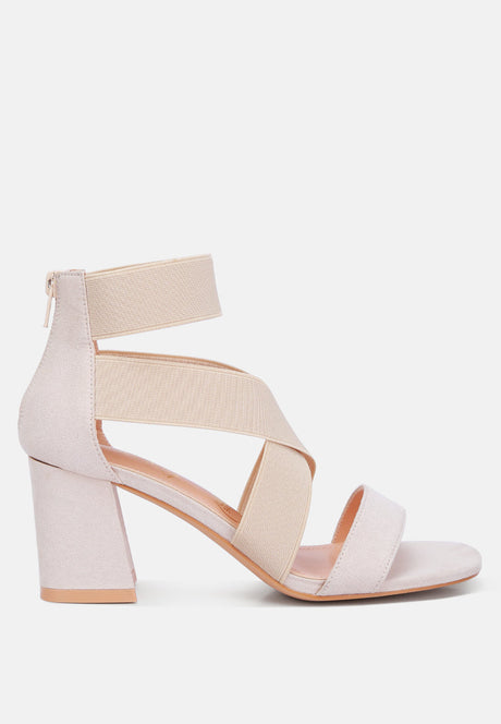 benicia elastic strappy block heel sandals by London Rag