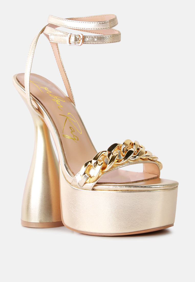 big bash metallic high platform chunky sandals by London Rag