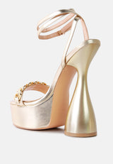 big bash metallic high platform chunky sandals by London Rag