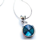 Silver Plated 'December Birthstone' Turquoise Colored Crystal Pendant Necklace by Liberty Charms USA