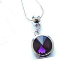 Silver Plated 'February Birthstone' Amethyst Colored Crystal Pendant Necklace by Liberty Charms USA