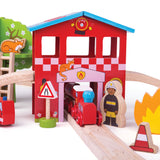 Fire Station Train Set by Bigjigs Toys US