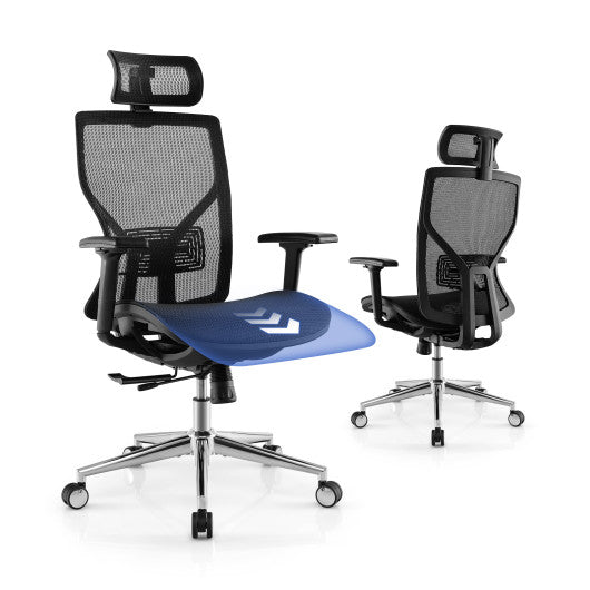 High-Back Mesh Executive Chair with Sliding Seat and Adjustable Lumbar Support